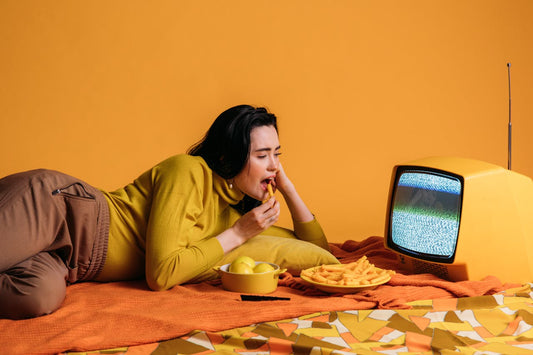 Woman with an appetite snacking